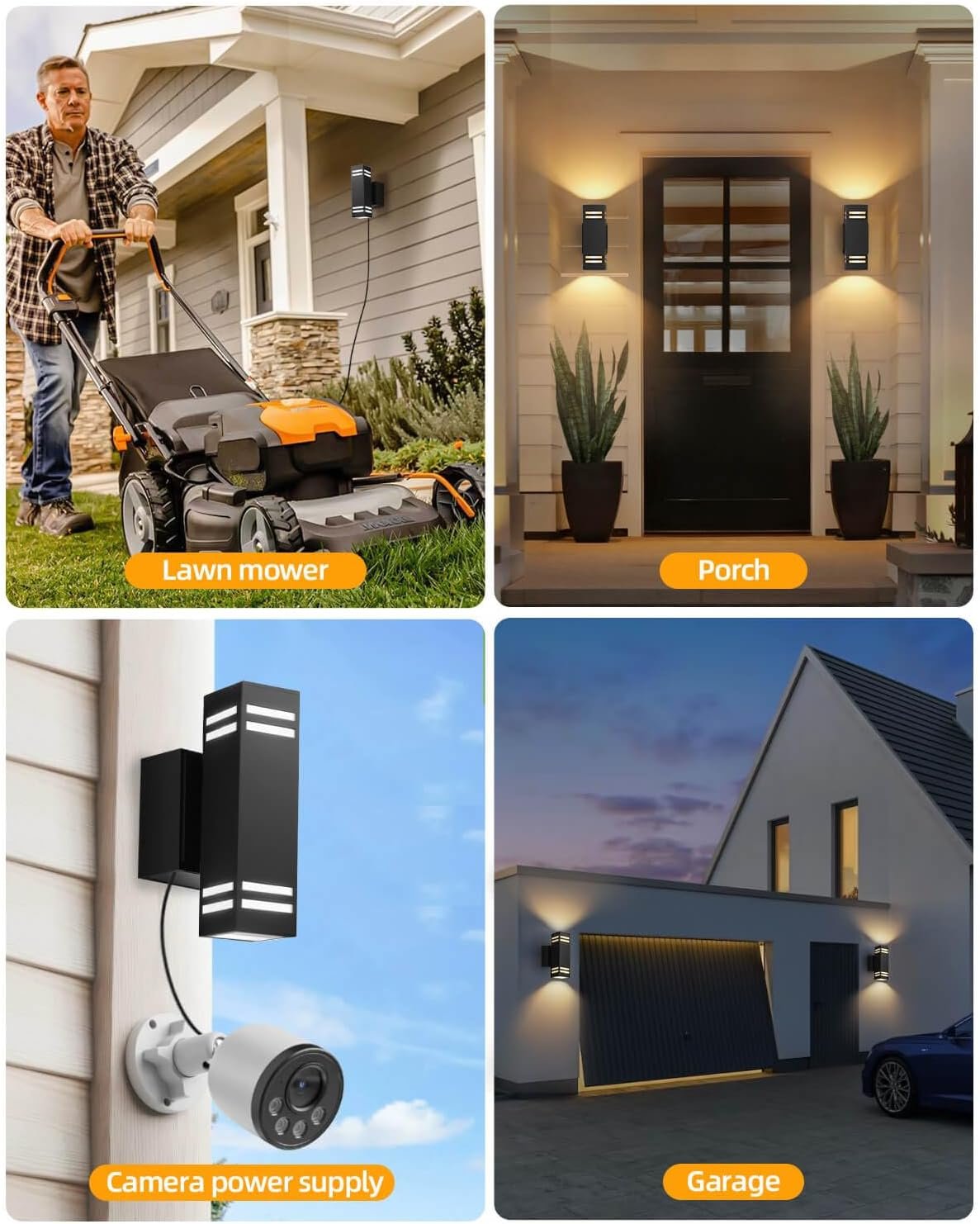 KIZON Outdoor Light with Outlet, Dusk to Dawn Outdoor Light Fixture, Matte Black Exterior Light Fixture Square, Alunmium Up and Down Lights Outdoor Anti Rust, Outside Lights for House Porch Garage