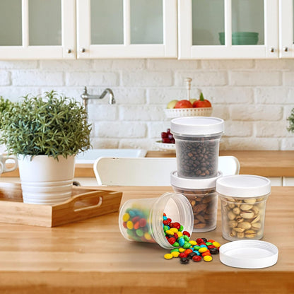 Peohud 20 Pack Ice Cream Containers, 10 Oz Plastic Freezer Food Storage Jars with Screw Lids, Leak Proof Takeout Container for Jam, Reusable Pudding Cups for Fruit, Dessert, Sundaes, Soup, BPA Free