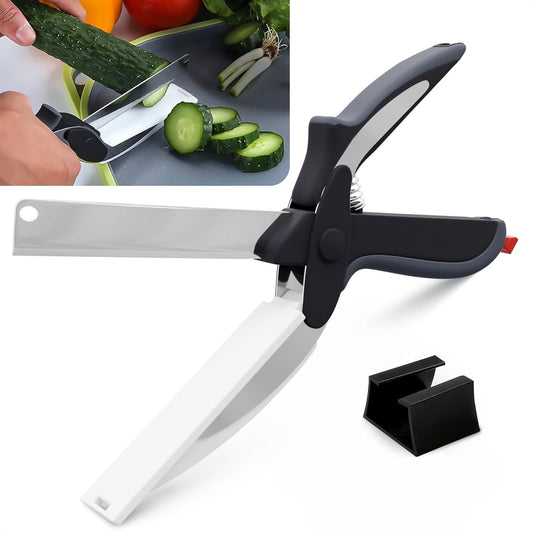 Kitchen Scissors for Food â€“ 2-in-1 Cutting Board Scissors & Knife with Locking Mechanism & Stainless Steel Blades â€“ Multifunctional Kitchen Shears for Effortless Chopping, Slicing & Meal Prep