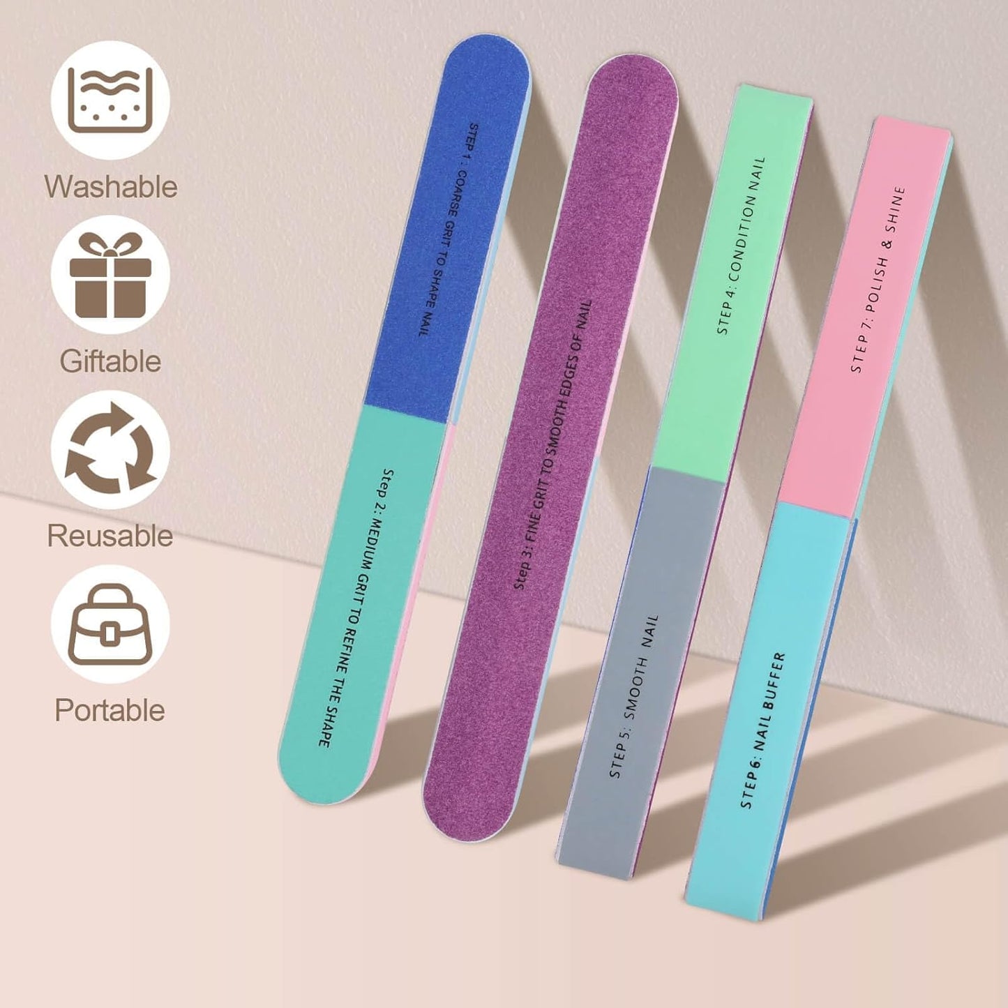 Professional Nail Buffer Block, Nail Buffer for Natural Nails, All-in-One Smooth & Buff & Shine for Nail Care, 12 Pack.