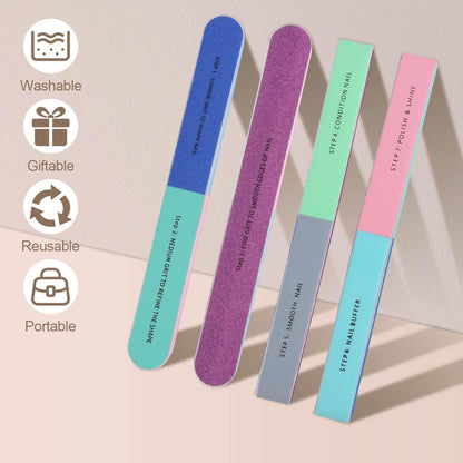 Professional Nail Buffer Block, Nail Buffer for Natural Nails, All-in-One Smooth & Buff & Shine for Nail Care, 12 Pack.