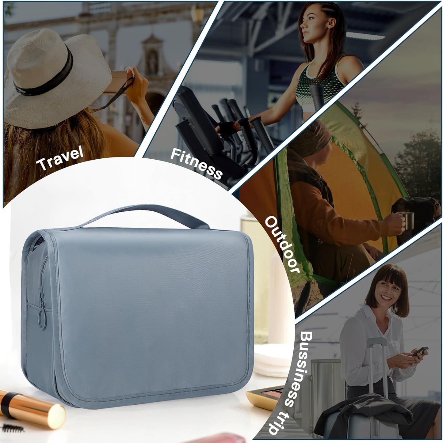 Zivacate Hanging Beauty Case, Waterproof Toiletry Bag for Women & Men, Portable Folding Makeup Bag