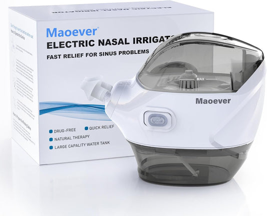 MAOEVER Nasal Irrigation System - Electric Neti Pot Sinus Rinse Machine for Nasal Care, Nose Cleaner Device with 30 Salt Packets and a Measuring Cup,...