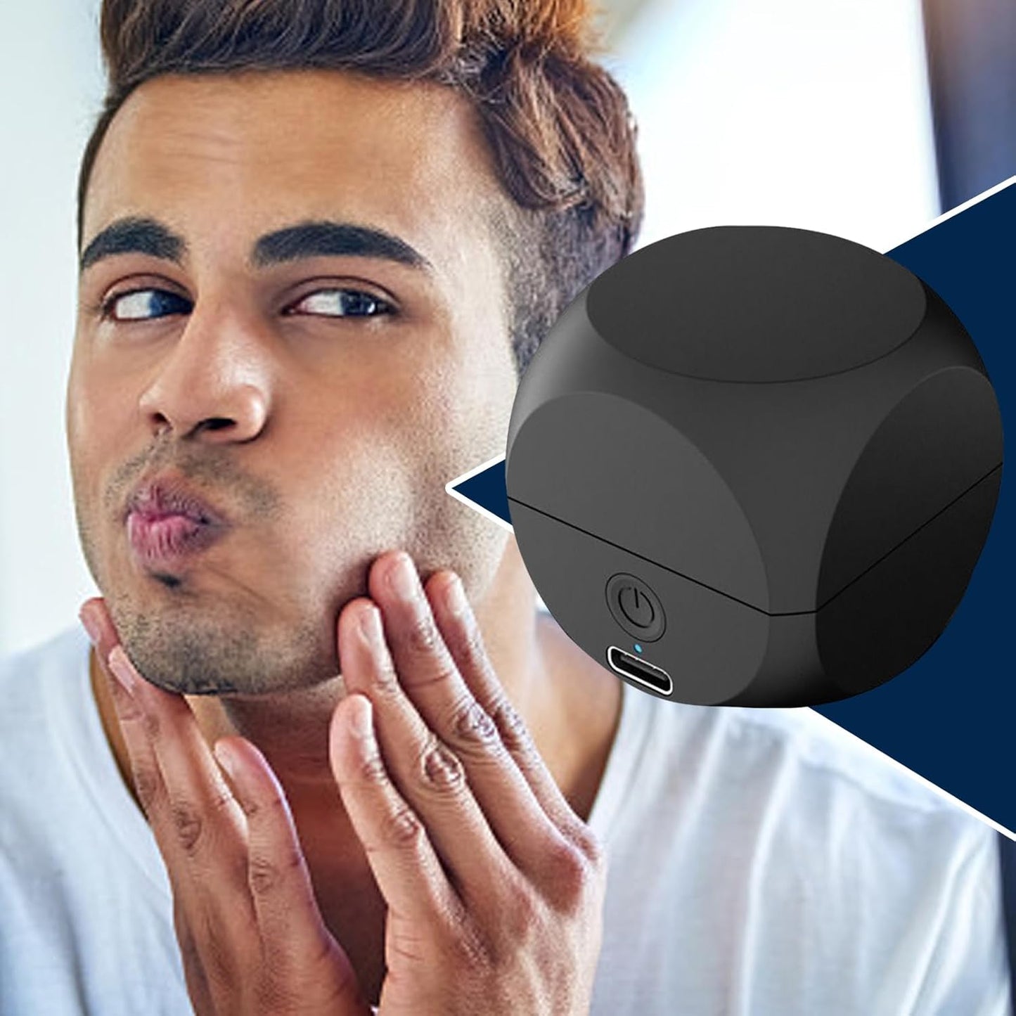 Mini Portable Electric Shaver, Rechargeable Beard Trimmer, 1.65x1.65x1.65 Inches Dice Shape Grooming Tool, Precision Face Hair Cutter, Compact Travel-Friendly Design for Boyfriends