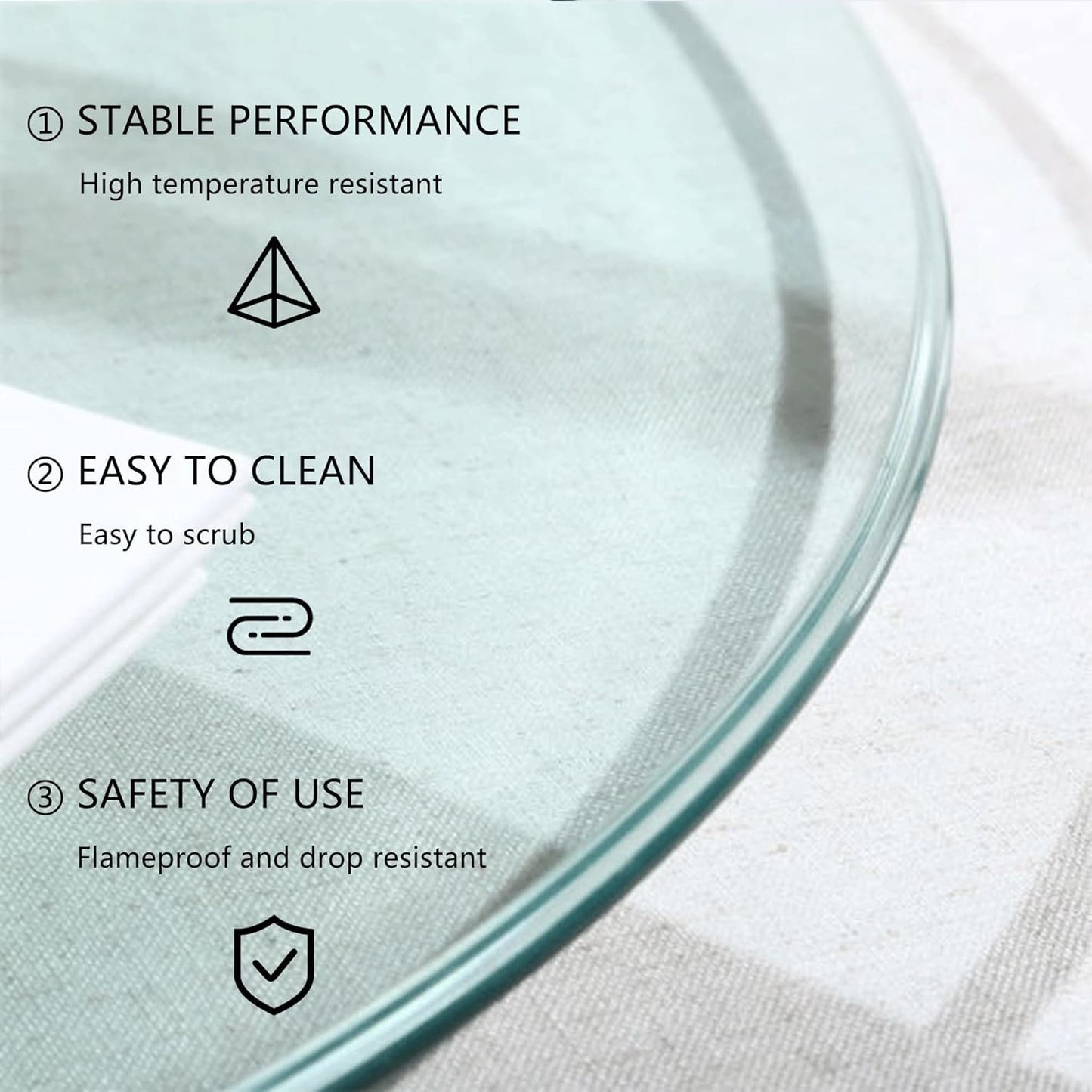 40" Round Tempered Glass Table Top, Transparent Table Surface 1/4'' Thick Pencil Polished Edge Multipurpose for Dining Table, Home Office Glass Countertop.