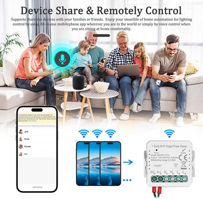 zolyet WiFi 2 Gang 80A Single Phase Clamp Solar PV Bidirectional Two Way Energy Meter Mobilephone APP Control t Transformer Schedule Timer Home Automation Multicolor Wifi 1 Gang Single Phase Clamp