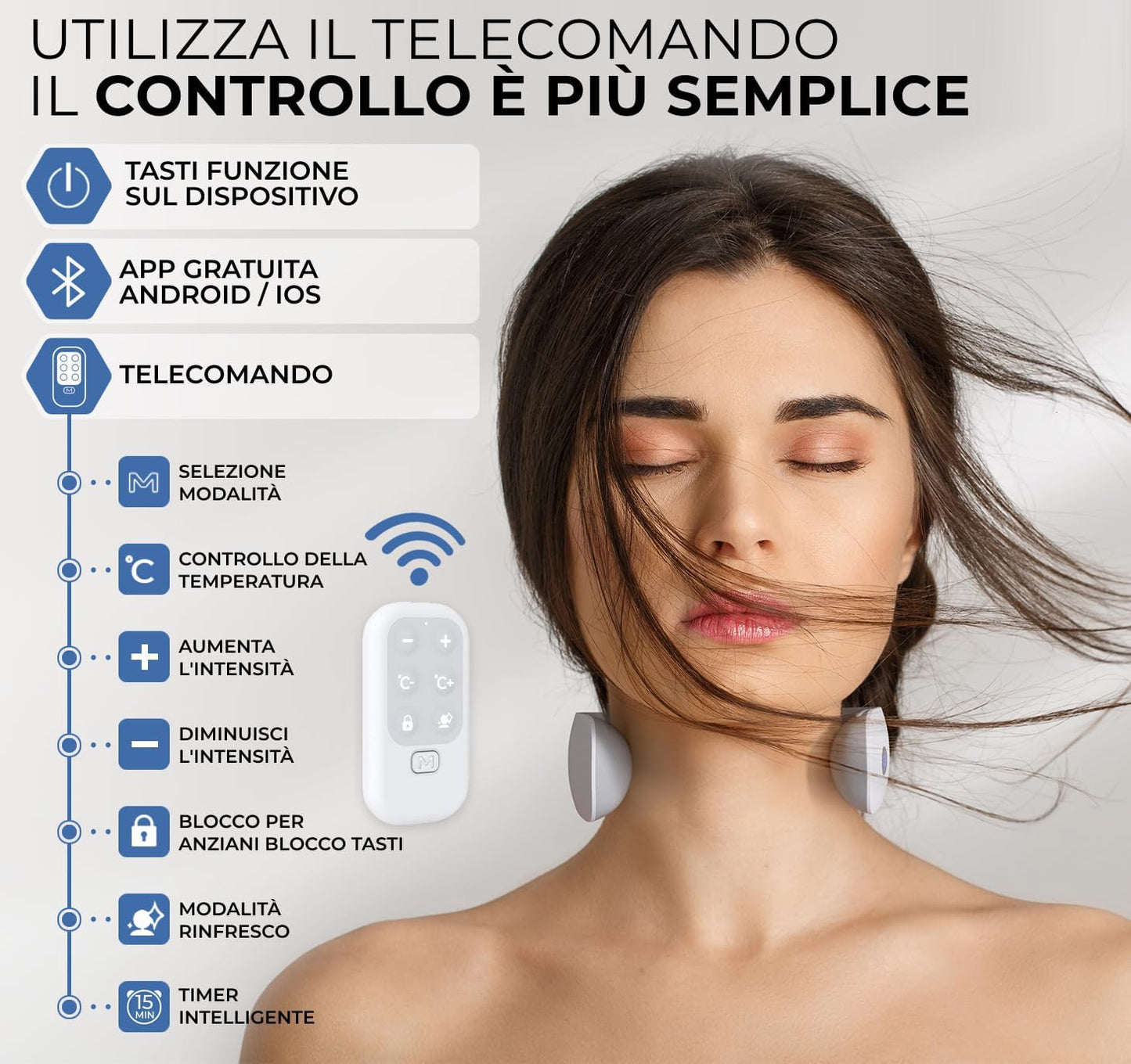 ENOA M5 Intelligent Neck Massager with EMS/TENS, 6 Modes, 18 Levels, Heat 42°C, App and Remote Control, Rechargeable - Relief for Neck Pain and Fatigue