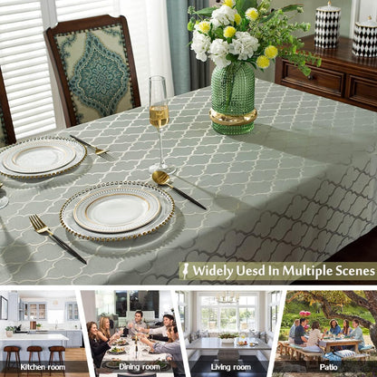 SASTYBALE Jacquard Tablecloth Damask Fabric Table Cloth Water Resistant & Wrinkle Free Spillproof Polyester Table Cover for Kitchen Dining Tabletop (Rectangle/Oblong, 52" x 70" (4-6 Seats), Gray)