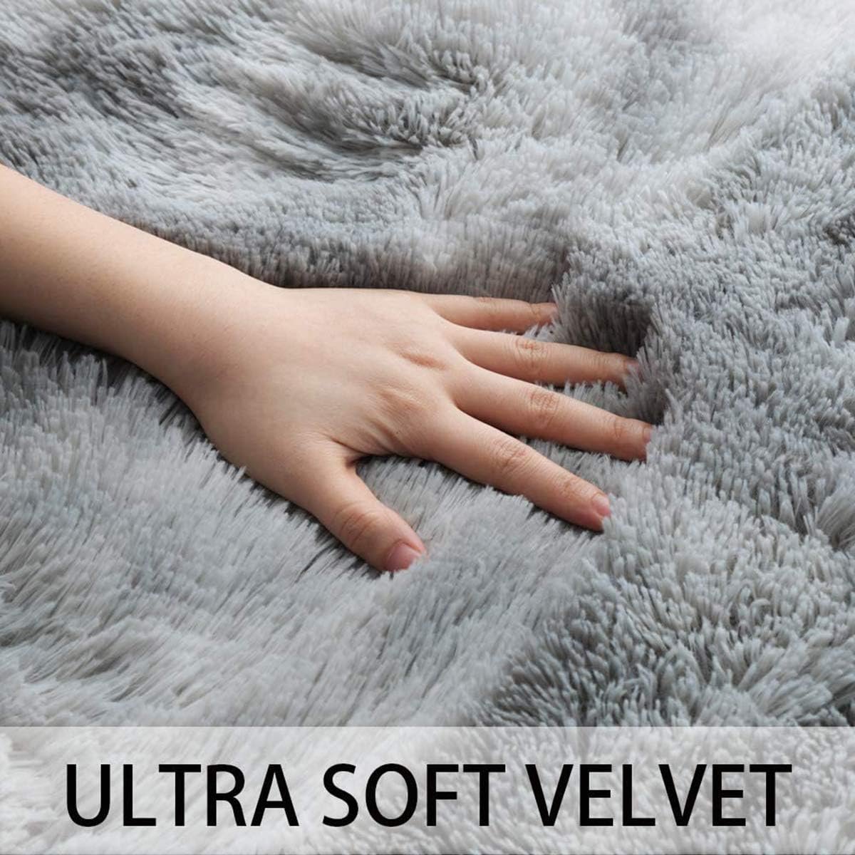 Rugs Living Room Fluffy Area Rug for Bedroom Shaggy Carpet Anti Slip Rugs Soft Modern Plush Carpets Suitable for Home Decor (Grey White, 4 * 5.5ft(120 * 170cm))