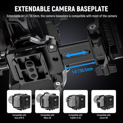 NEEWER V Mount Battery Plate with Arca Type Quick Release Plate, Foldable V Lock Mounting Adapter for NEEWER PS099E, Compatible with Camera Cage Video Rig Accessories DJI RS4 RS3 Gimbal, PS015 PRO