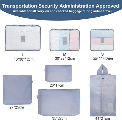 AiQInu 7-Piece Waterproof Packing Cube Set Travel Organizer for Clothes, Shoes, Underwear