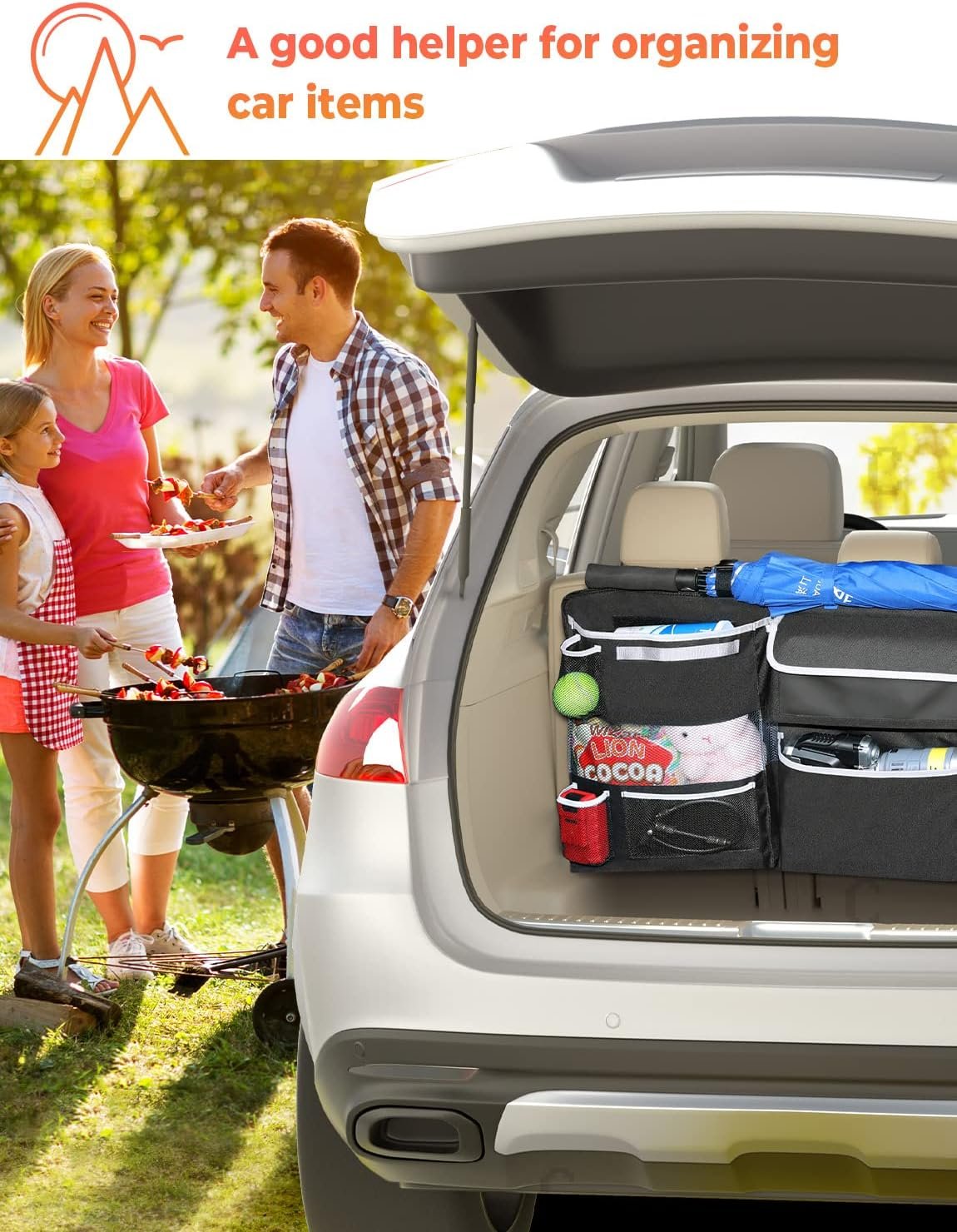 Oasser Car Storage Organizer New Version, Hanging Trunk Organizer with 10 Different Functional Storage Bags, Car Automotive Accessories Trunk Organizer for SUV Truck MPV VAN