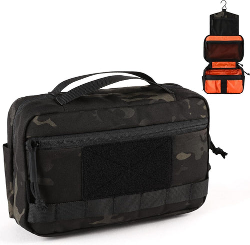 VOTAGOO GEAR Tactical Toiletry Bag Hygiene Bag EDC Military Tool Molle Pouches Small Dopp Kit Travel Shower Bag for Men, Dark