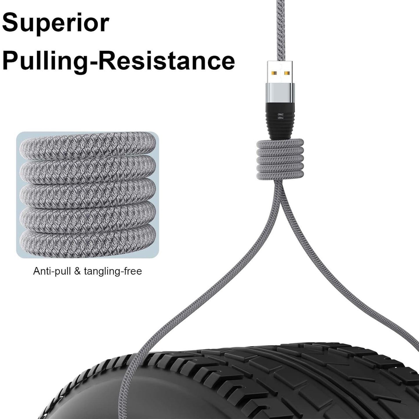 Aywenny Multi Charging Cable 2Pack 4FT Nylon Braided Universal 4 in 1 Multiple USB Cable 3A,with 4 USB-C Port Adapter,Compatible with Cell Phones Tablets Universal Use for Galaxy S22 S20 S9 (Grey)