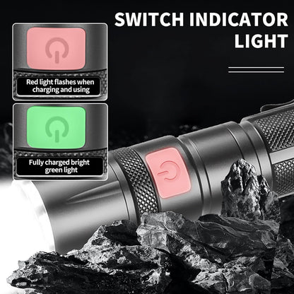 Hn2ogax Flashlight Rechargeable LED 10000 High Lumens Flash Light, Super Bright Flashlight Powerful 30W LED, Type-C, Charging Port Tactical Flashlights High Lumens, for Home Camping Hiking