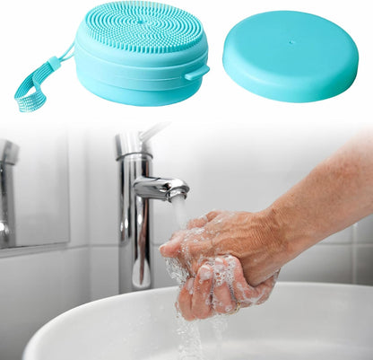 Silicone Body Scrubber, Portable Shower Brush, Lightweight 2 in 1 Tool, Soap Dispenser Built-In, Skin Care Accessory for Daily Cleansing, Spa, Travel, Bath, Blue, Pink, 1 Piece