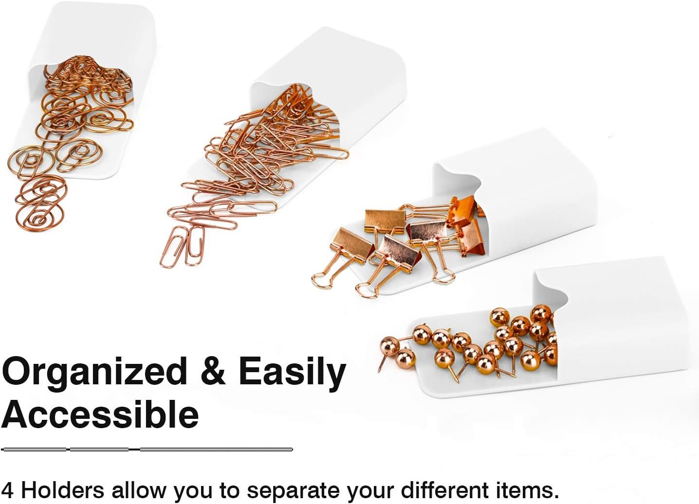 MoKo Magnetic Dry Erase Marker Holder, [4 Pack] Pen/Pencil/Magnets/Dry Erase Marker Storage Organizer for Home Refrigerator, Office Glass Whiteboard, Locker and Other Magnetic Surfaces - White