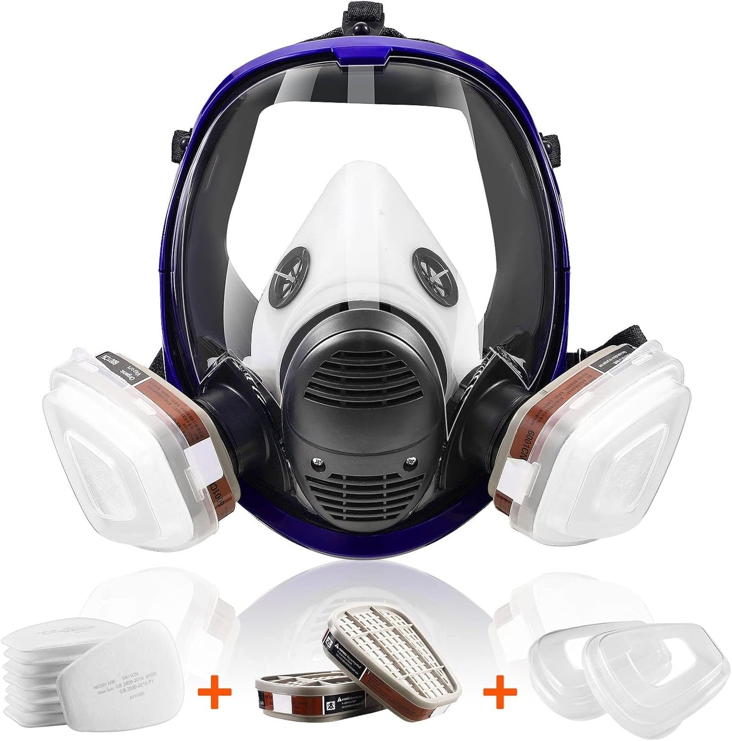 SupMusk Full Face Respirator Mask with Filters, AntiFog Lens AntiGas AntiDust Gas Mask Against Vapours, Particles, Painting