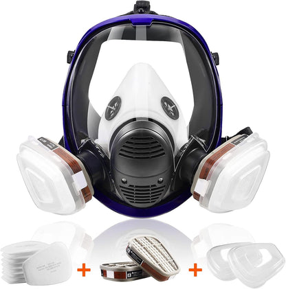 SupMusk Full Face Respirator Mask with Filters, AntiFog Lens AntiGas AntiDust Gas Mask Against Vapours, Particles, Painting