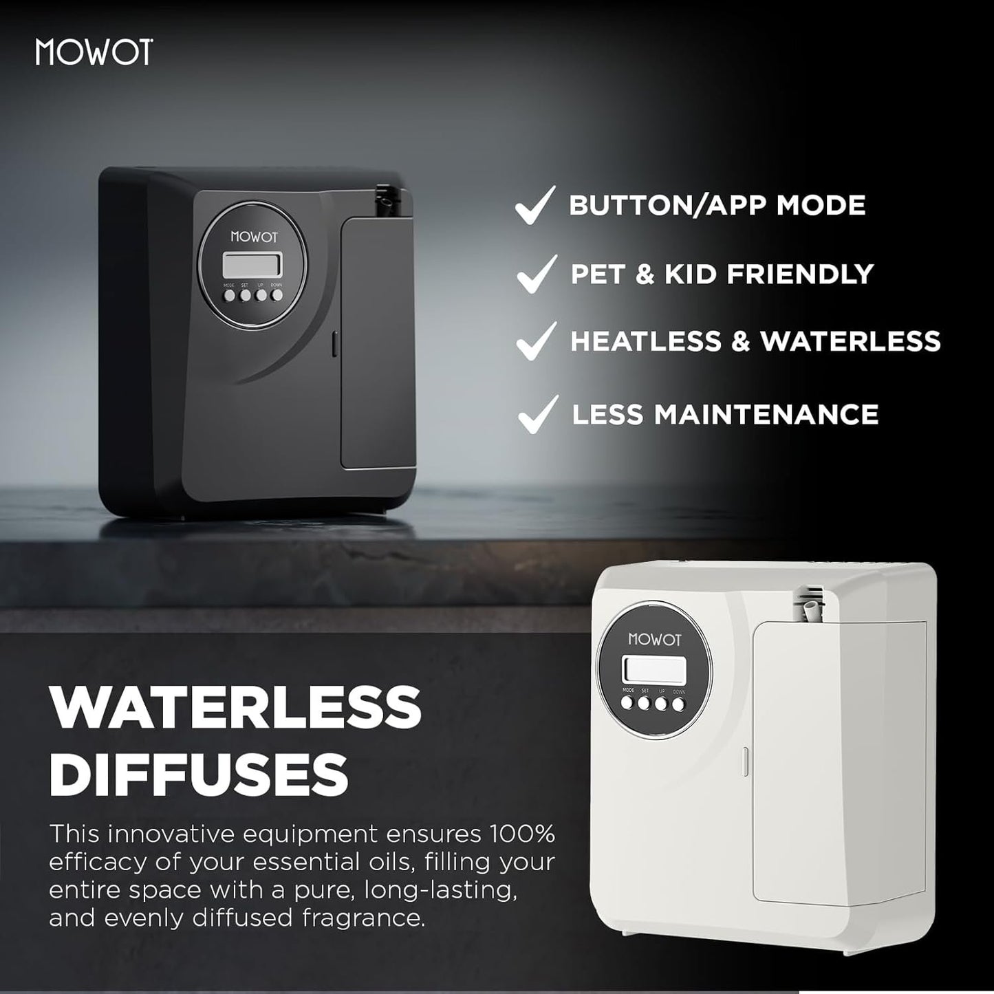 Smart Waterless Scent Air Machine with Bluetooth Control, Hotel Collection Diffuser with 3000 sq.ft Coverage,200ML Essential Oil Diffuser for Home,Large Room, Office, Spa（ no oil included）
