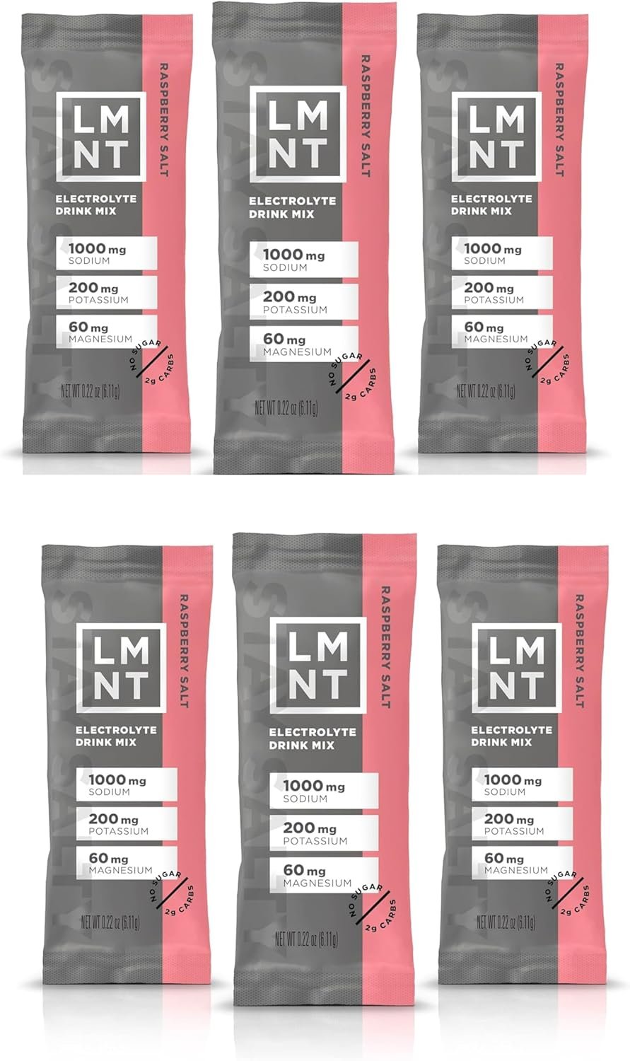 LMNT Zero Sugar Electrolytes - Raspberry Salt | Drink Mix | 30 Count, Pack of 2 (60 Sticks)