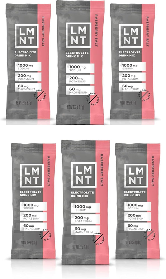 LMNT Zero Sugar Electrolytes - Raspberry Salt | Drink Mix | 30 Count, Pack of 2 (60 Sticks)