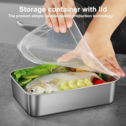PRITOK Food Storage Container, Stainless Steel Food Storage Containers with Lid, Pack of 5, 1100 ml, Meal Prep Boxes, Reusable Freezer Containers, Food Storage Box for Food, Microwave