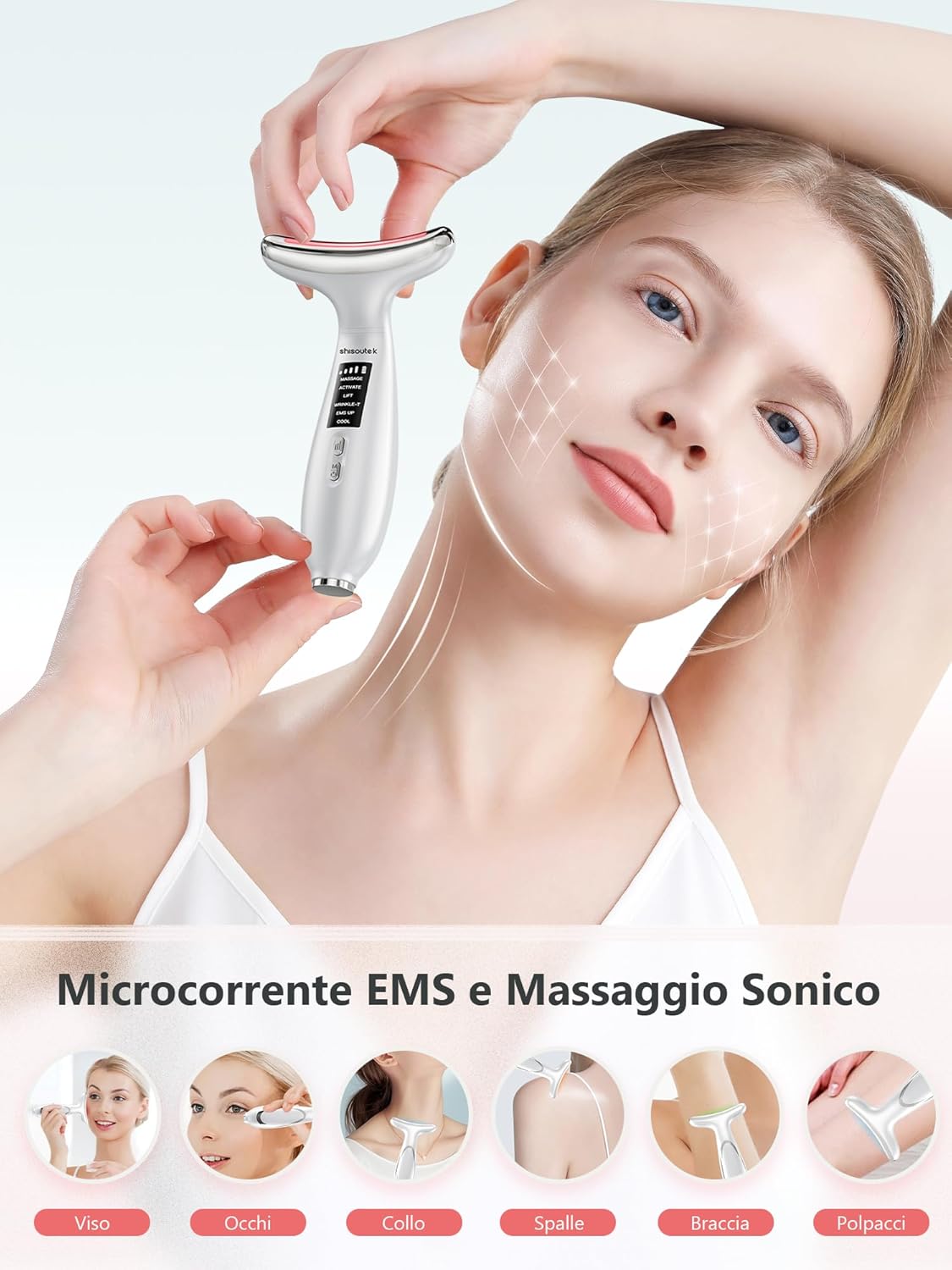 Electric Lifting Face Massager Anti-Wrinkle: Beauty Device at 5°C Cold and 45°C Hot Therapy - Face Massager with 6 Modes 4 LEDs - EMS Lifting Gua Sha Massage Firming Neck Face
