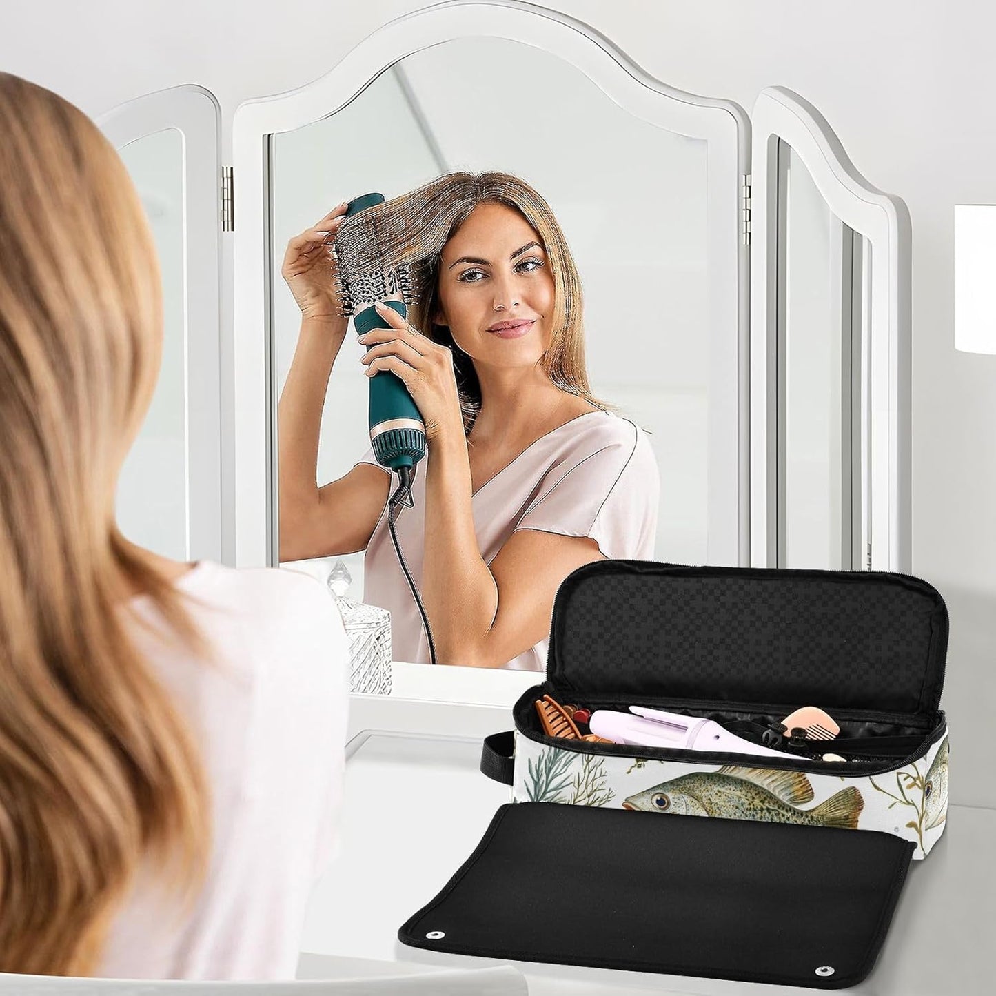 FRODOTGV Borsa da viaggio per strumenti per capelli con cuscinetto resistente al calore, impermeabile, organizer per ferri da stiro piatti e accessori per la cura dei capelli, 11, 1 Size