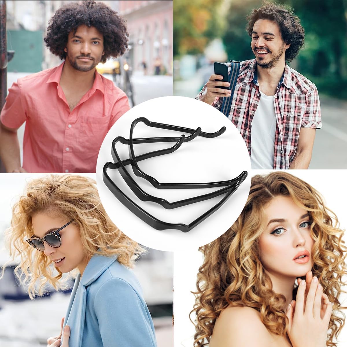 Reayou 3PCS Curly Headband, Makeup Headband for Women,Fashion Curly Hair Thick Hair Band, Curly Hairstyle Fixing Tool, Invisible Hair Hoop That Fits Like Sunglasses, for Skin Care, Makeup Removal..