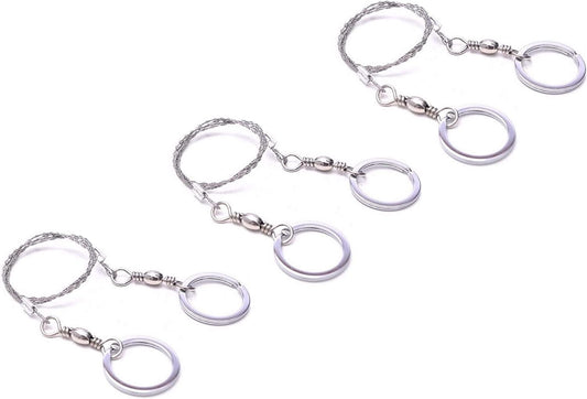 Lyka Distribution 3 Pack Wire Saw Survival I Stainless Steel Pocket Chainsaw Backpacking Gear I 22 Inch Light Weight Cable Cutting String I Emergency Camping Chainsaw Rope Kit for Cutting Trees & Wood
