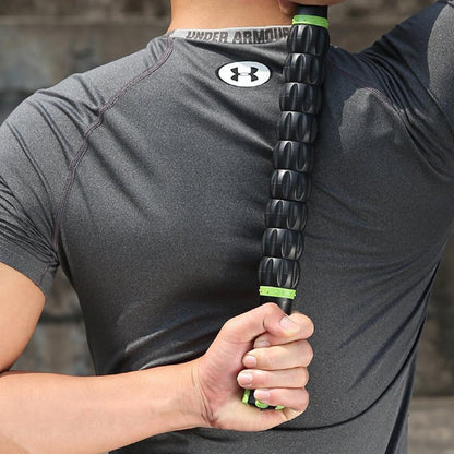 Muscle Roller,Body Tool Massager.Athlete's Rear Leg Massager,Calf Roller with 9 Rollers and Non-Slip Handle for Relieving Muscle Soreness, Cramps and Tightness,Black Green