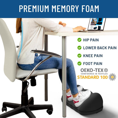Everlasting Comfort Adjustable Cloud Foot Rest for Under Desk at Work with Pressure Point Nodes - Ergonomic Memory Foam Office Foot Stool & Desk Footrest for Gaming & Home Office, Supports Posture
