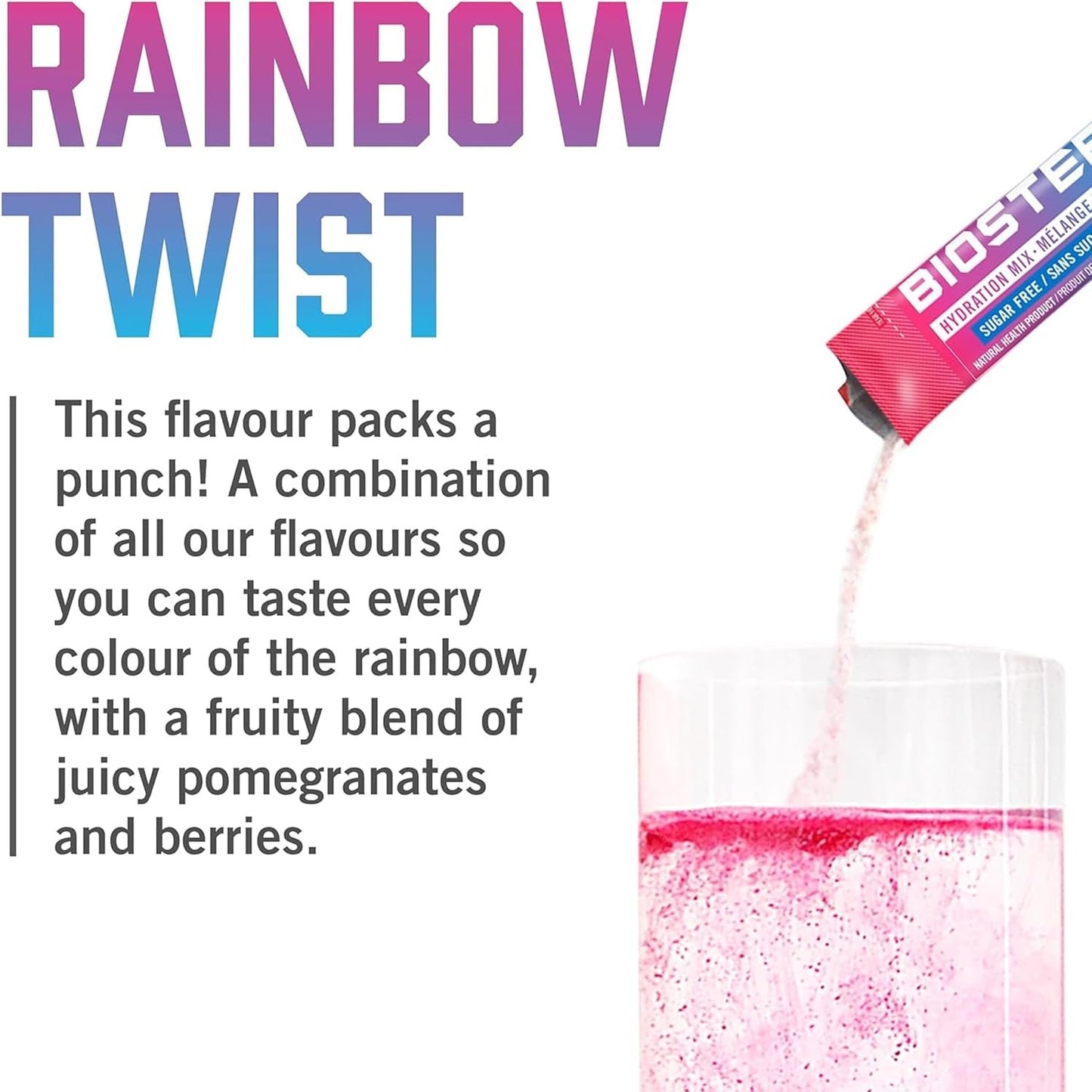 BIOSTEEL Zero Sugar Sports Hydration Mix Variety - Mixed Berry, Rainbow Twist & Blue Raspberry Flavours, 30 Packets