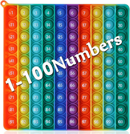 Kingmall Numbers P0p with Numbers, Big Size P0pp with Numbers Rainbow Square Fidgett Ttoy 100bubbles Learning Tool for Teachers to Create Kinds of Math Manipulativesã€with 1-100 Numbersã€‘