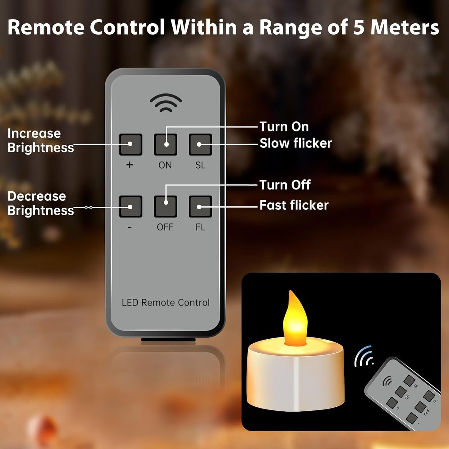 4PCS/Set Rechargeable Candles Flameless Flickering LED Tea Lights with White Base and AC Adapter for Home, Restaurants, Wedding,Christmas Decor（Yellow）