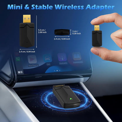 AOUQEE Carplay Wireless Adapter, Converts Carplay from Wired to Wireless, Wireless Carplay Adapter, Fast and Stable, Type-C/USB Plug & Play Mini, Compatible with iOS 10+