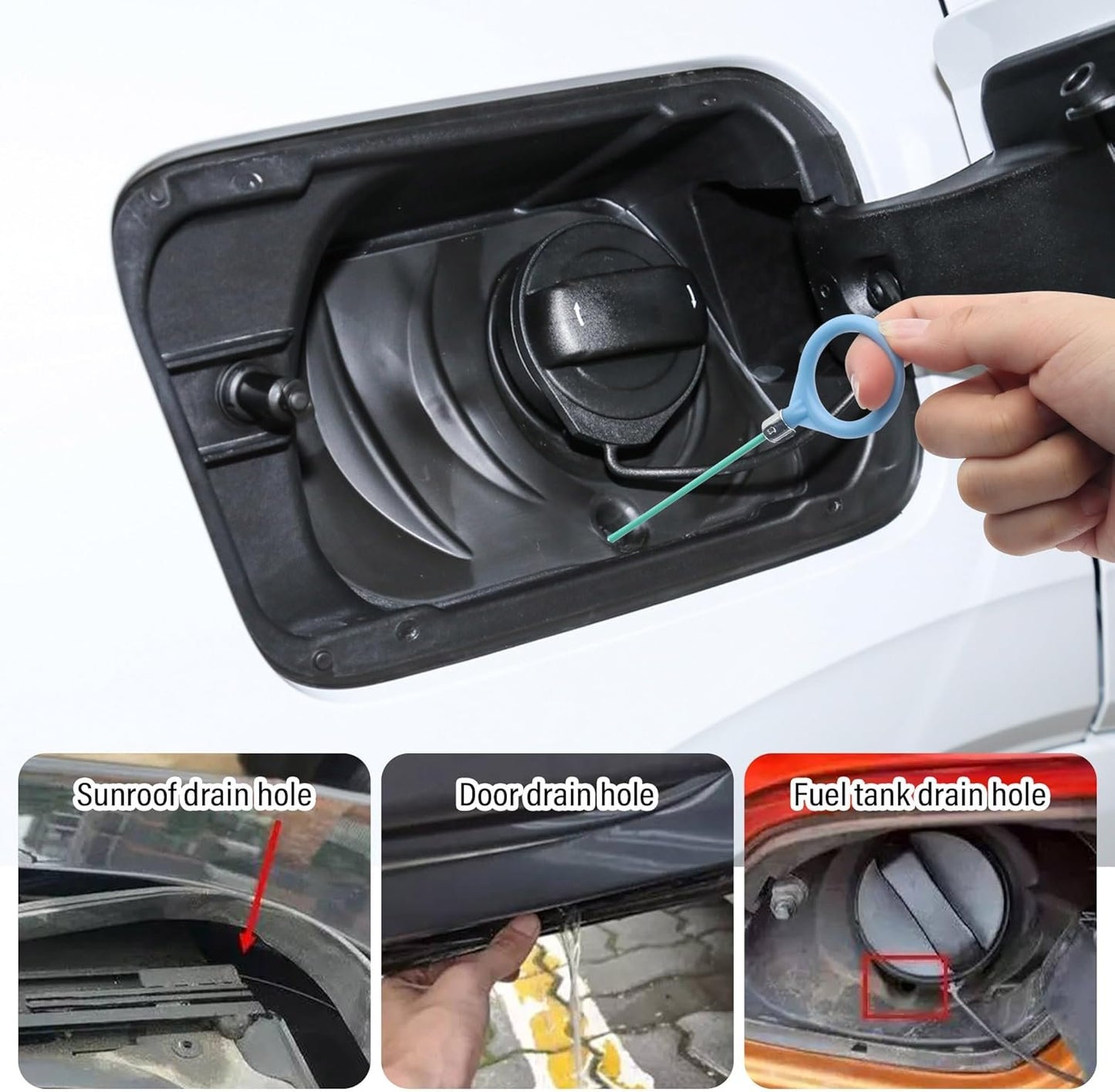 4UNeed 2PCS 9.84Ft Car Sunroof Drain Cleaning Tool,Flexible Drain Brush for Car Windshield Wiper Holes,Hood Drain Holes,Essential Drain Cleaning Brush Cleaning Tool for Car Truck SUV