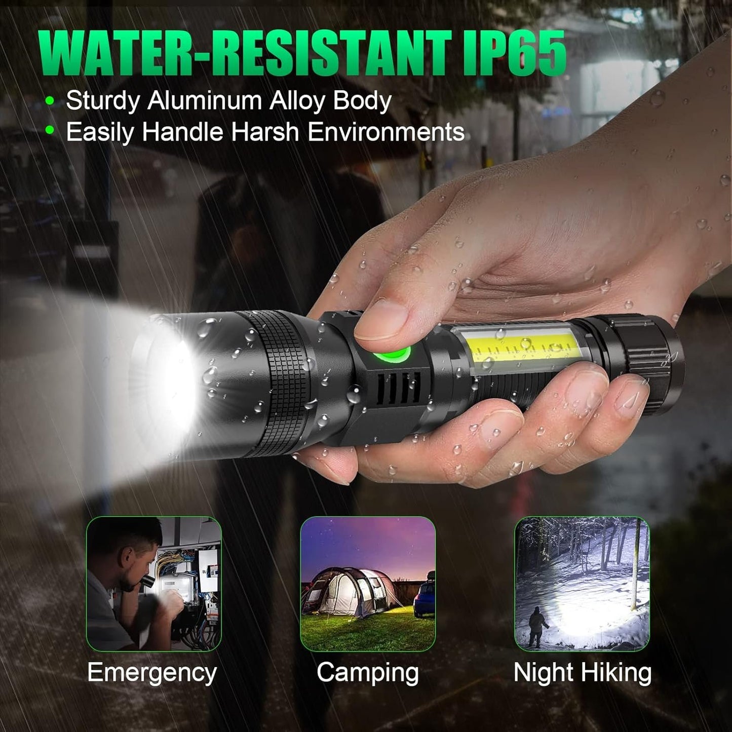 Black Light UV Flashlight, 3-in-1 Magnetic Rechargeable Flashlight, High Lumens Zoomable Beam LED Flash Light, 7 Modes Waterproof Tactical Flashlight for Emergencies, Camping, Pet Urine Detection