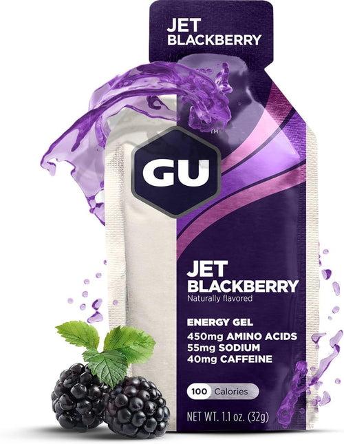 GU ENERGY Original Sports Nutrition Energy Gel, Jet Blackberry, 24-Count