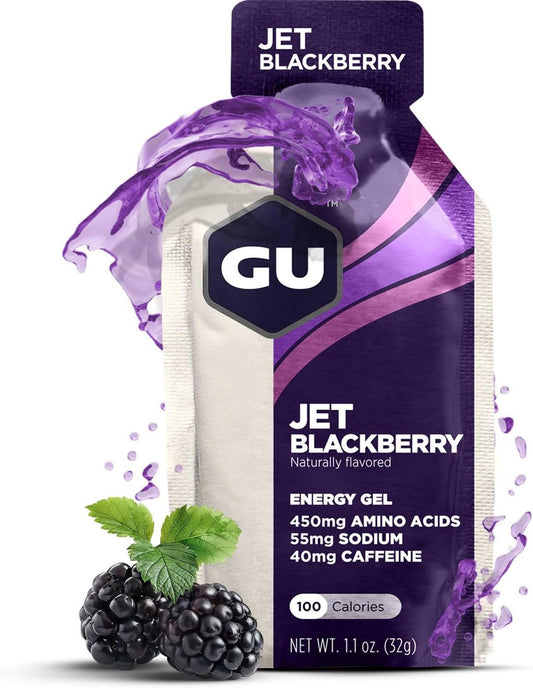 GU ENERGY Original Sports Nutrition Energy Gel, Jet Blackberry, 24-Count