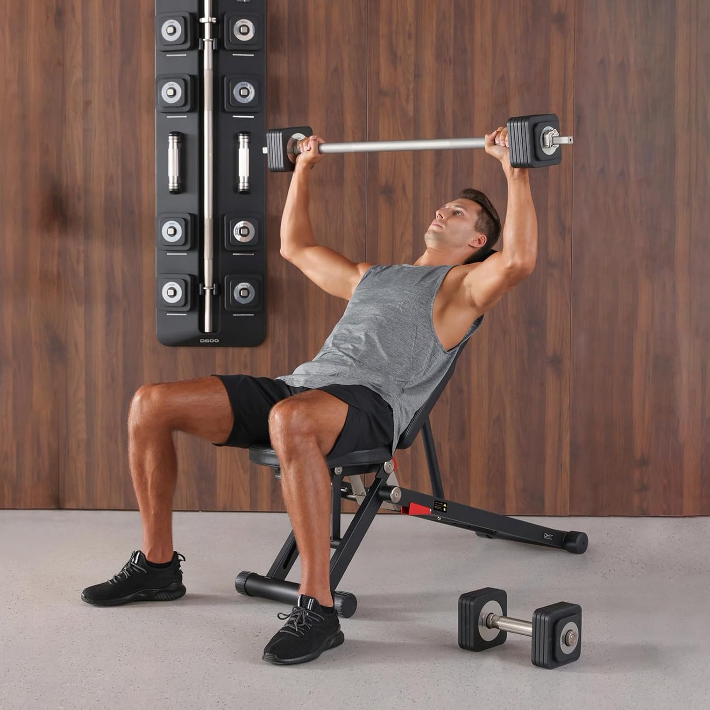 DHT Weight Bench, Adjustable Weight Benches for Home Gym, Workout Bench with Fast Folding, Incline Decline Bench Press for Full Body, Black