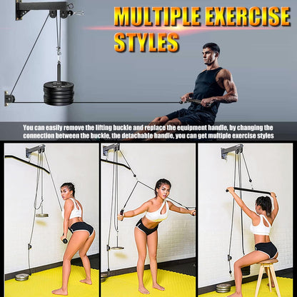 Fitness Wall Mount Pulley System, Weight Cable Pulley System for Gym, Lat Pull Down and Low Row Cable Machine, Cable Station Equipment