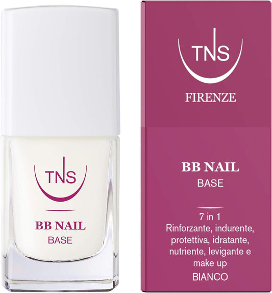 TNS Cosmetics BB Nail Base Coat and Strengthening Treatment 7 in 1 for Nails - 10 ml - White