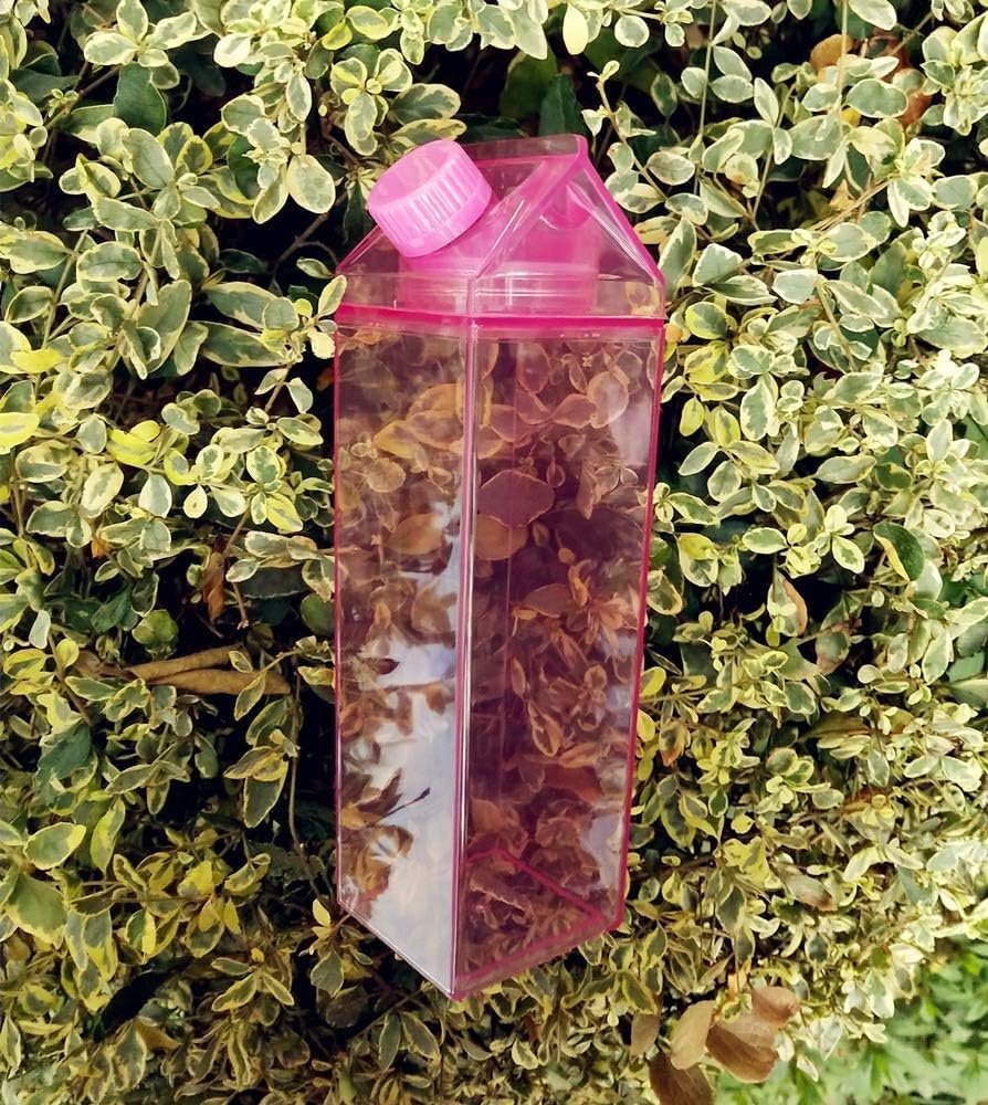 1000ml/34oz Cute Leakproof Clear Milk Carton Water Bottle Portable Drinkware for Outdoor Climbing Tour or Camping