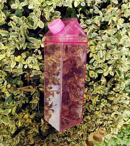 1000ml/34oz Cute Leakproof Clear Milk Carton Water Bottle Portable Drinkware for Outdoor Climbing Tour or Camping
