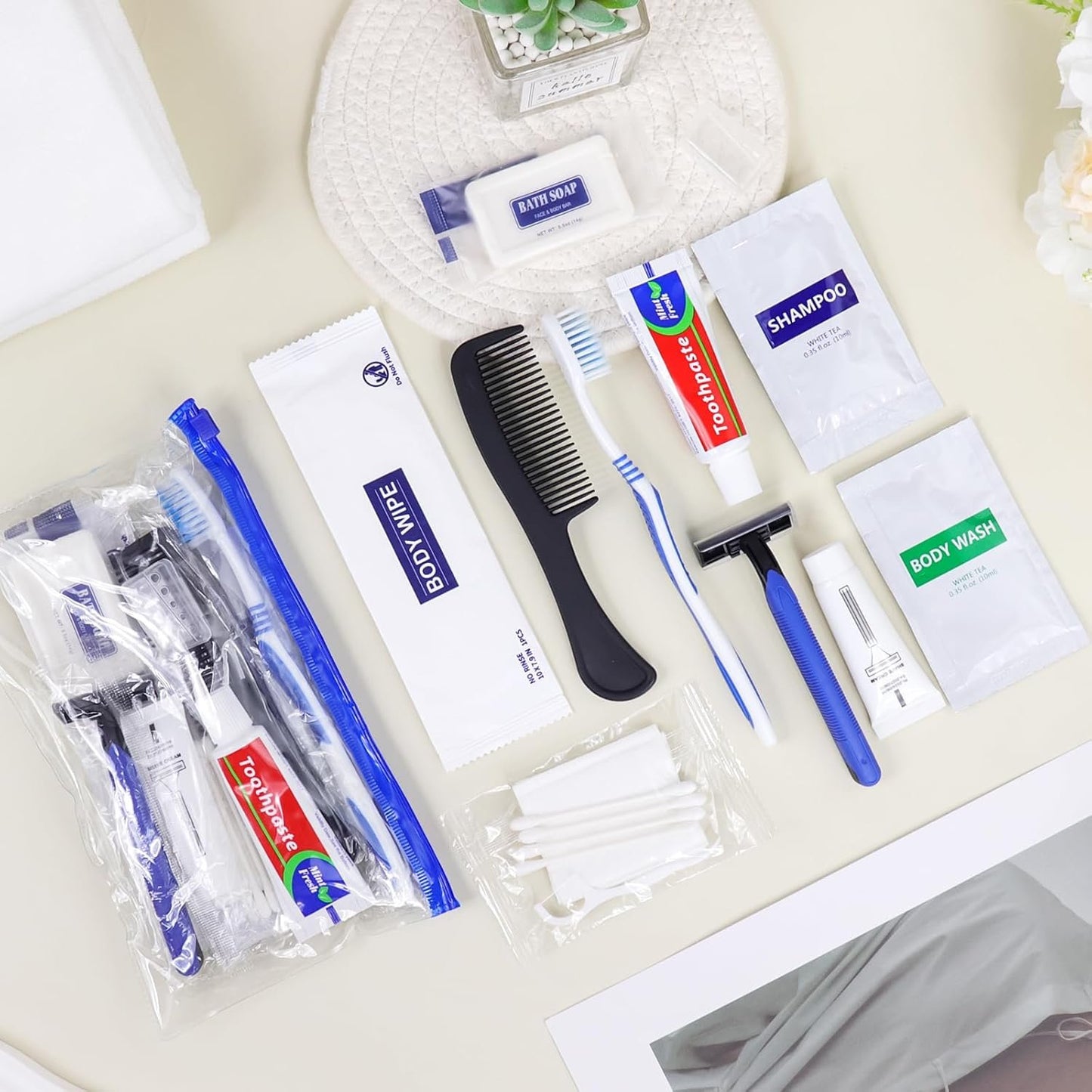 Basic Toiletry Kits, Individually Packed, Personal Hygiene Bulk Homeless Care Package Supplies, Travel Size for Men Women Charity, Disposable Toothbrushes With Toothpaste Set