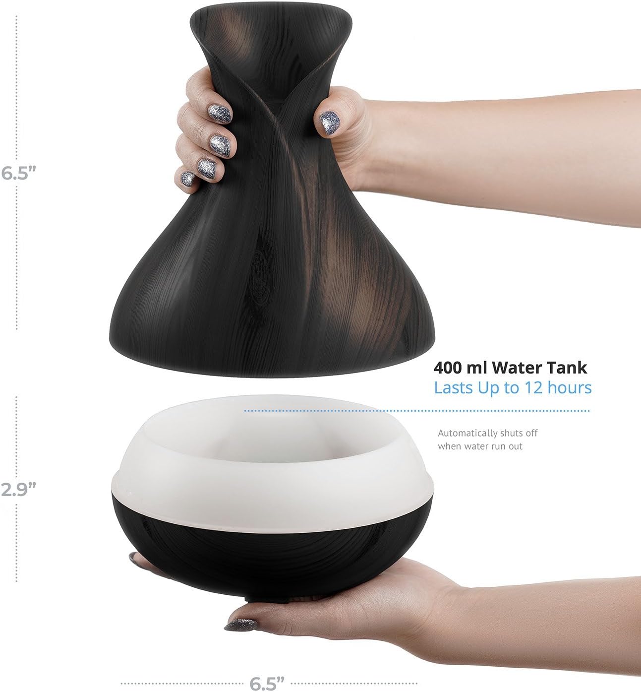 Smart WiFi Wireless Essential Oil Aromatherapy 400ml Ultrasonic Diffuser & Humidifier with Alexa & Google Home Phone App & Voice Control - Create Schedules - LED & Timer Settings Dark Brown Visit the Sierra Modern Home Store
