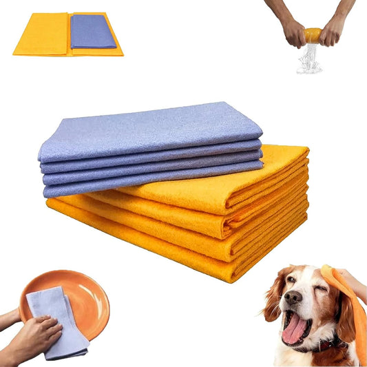Ultra-Absorbent Miracle Cleaning Shammy, 8 Premium Multi-Purpose Cleaning Shammy Chamois Towel Cloth, Super Absorbent Reusable Washable Scratch-Free Shammy Cloth for Car Pet Floor Cleaning (1Set)