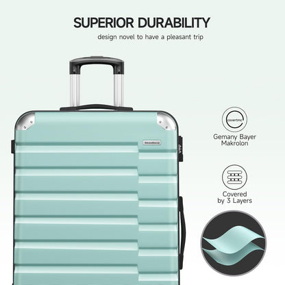 Strenforce Suitcase Sets Hardside 3 Piece Luggage Set with Lightweight Double Spinner Wheels,Mint Green